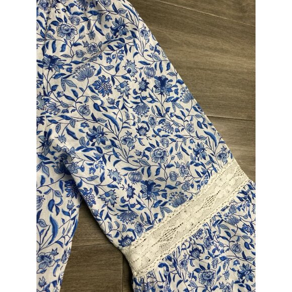 Blue and White Floral Maxi Dress - Picture 3 of 11